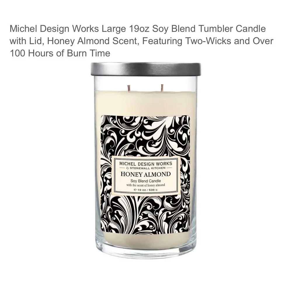 Michel Design Works Honey Almond Soy Blend 2-Wick Tumbler Candle 19oz with Lid